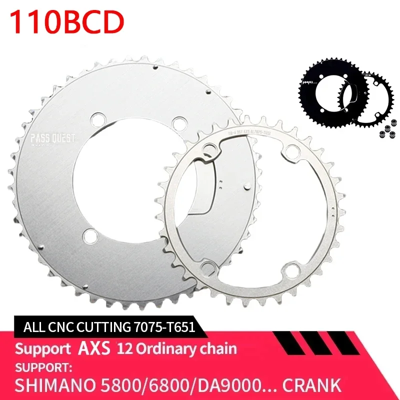 Pass quest 110BCD Chain 4 Claws for Shimano 5800 6800 DA9000 xcadey/SIGEYI Double Chainring Road Bike 48/35T 50/37T 52/39T