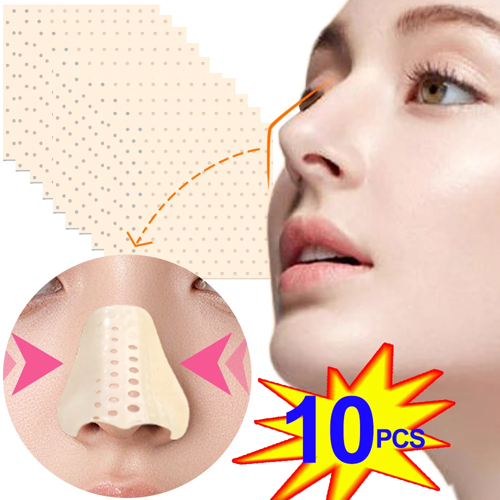 10PCS Reusable Thermoplastic Nose Clip Breathable Nose Bridge Height Corrector, Shrinking Nasal Wing Stickers, Health Care Brace