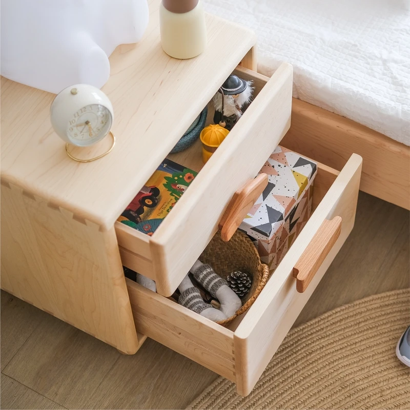 Children'S Room Solid Wood Furniture North American Maple Children Bedside Table Toy Storage Cabinet For Kids Formaldehyde-Free