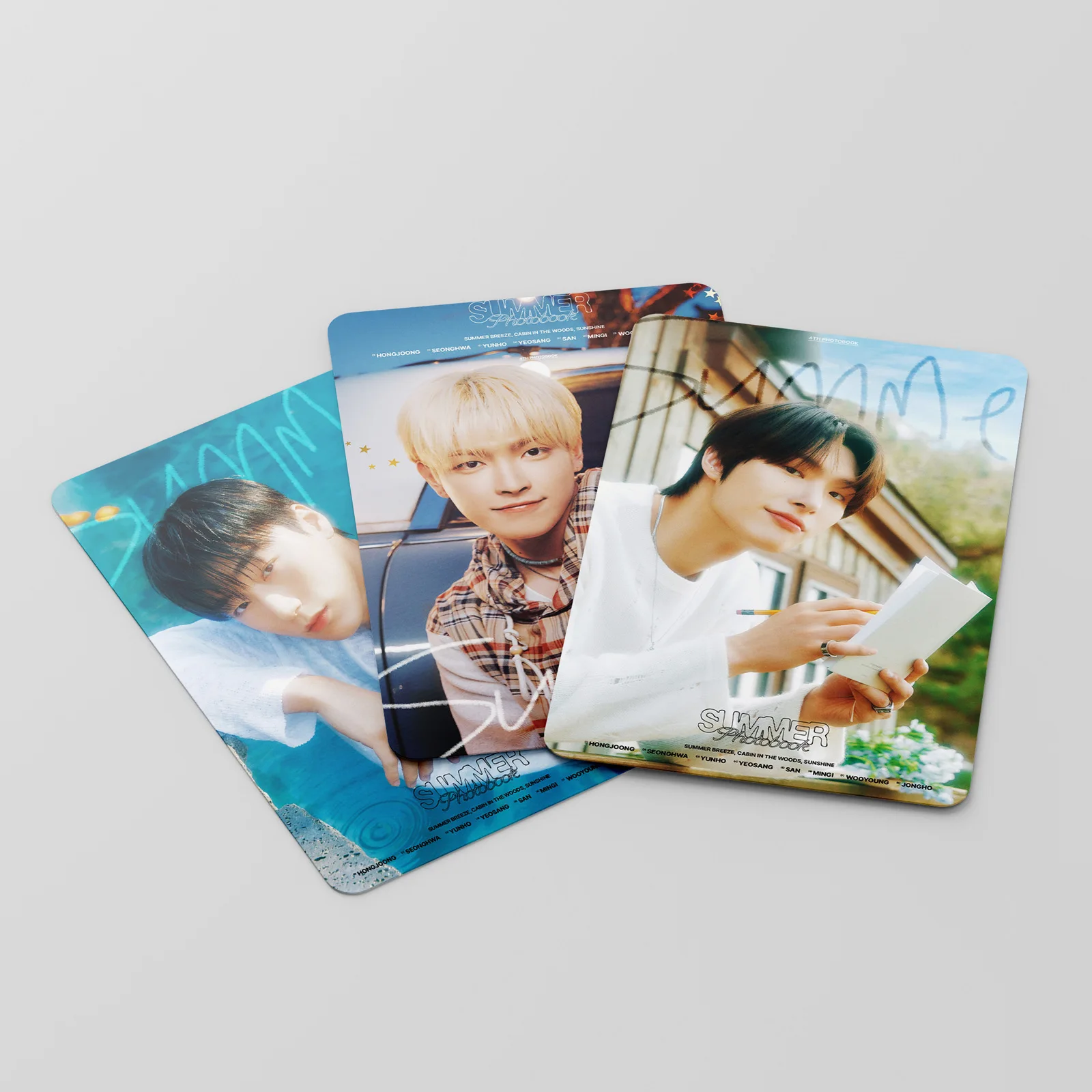 Kpop ATEEZ Summer Boxed Card 55pcs/Set High Quality HD Photo Double Sides Printing LOMO Card Yunho Jongho Mingi Fans Collection