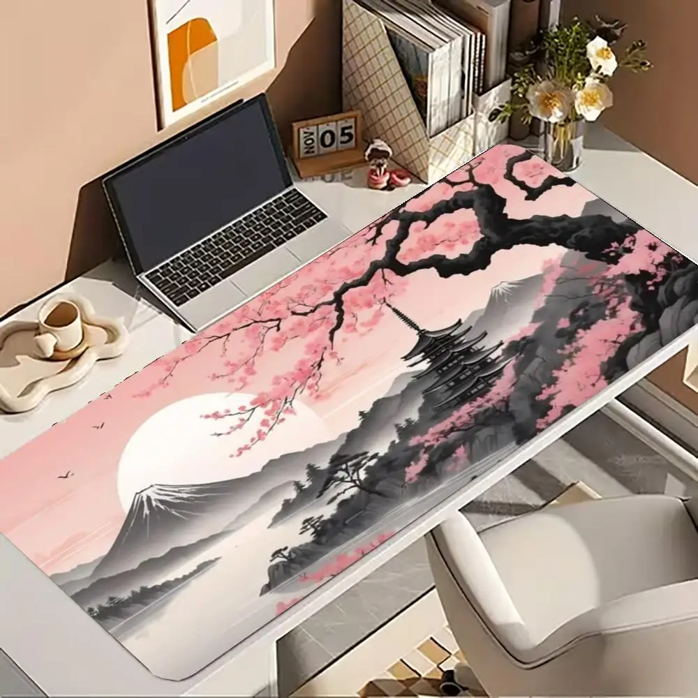 Vintage Sunset Landscape XL Extended Gaming Desk Mat Rubber Desk Mat Non Slip Rubber Base  mouse pad