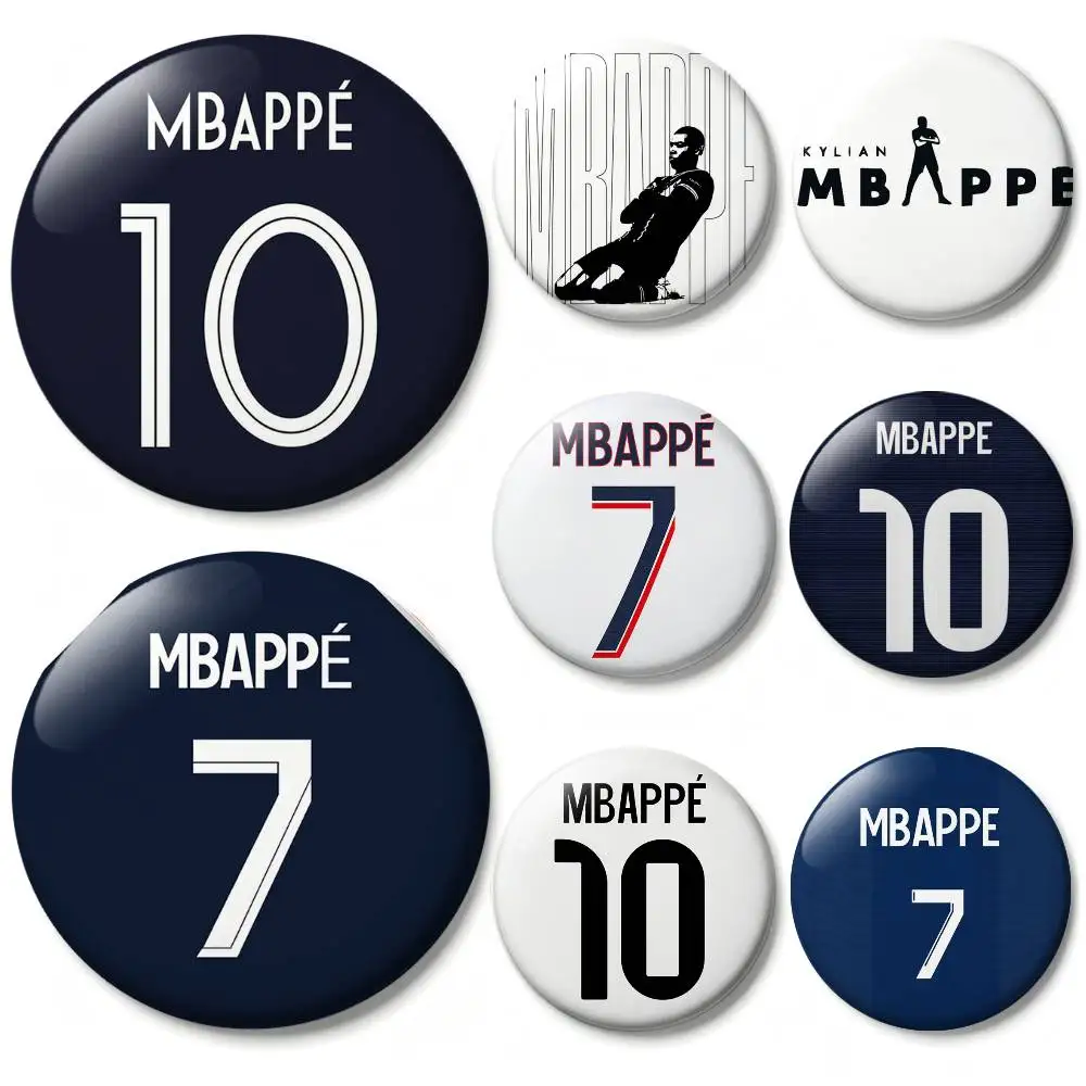 K-Kylian M-Mbappe France NO.10 7 Laser Badge Creative Pins Brooch for Bag Clothes Hat Decor Gifts Fans Collect