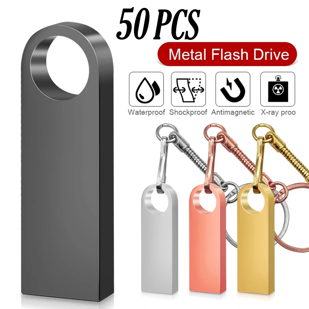 ZSUIT E9 USB Flash Drive 50Pcs 8GB 16GB 32GB Pendrive 128GB 64GB Custom LOGO Waterproof 2.0 3.0 USB Pen Drive Flash Metal Stick