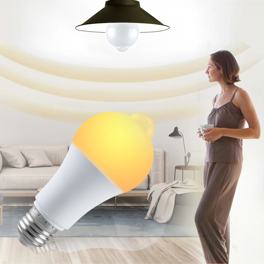 Motion Sensor Emergency Light 85-265V B22 E27 12W 15W 18W 20W Human Induction Bulb for Stairs Corridor Hallway Passage