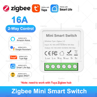 Tuya ZigBee Mini Smart DIY Switch 2 Way Control Smart Home Breaker Relay 16A Smart Life APP Voice Control With Alexa Google Home