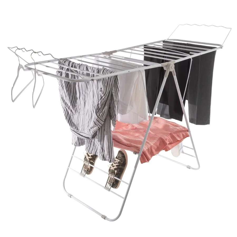 

Aluminum Indoor/Outdoor Folding Clothes Drying Rack White, Space-Saving, Rust-Resistant, Lightweight Portable for Balcony, Laun