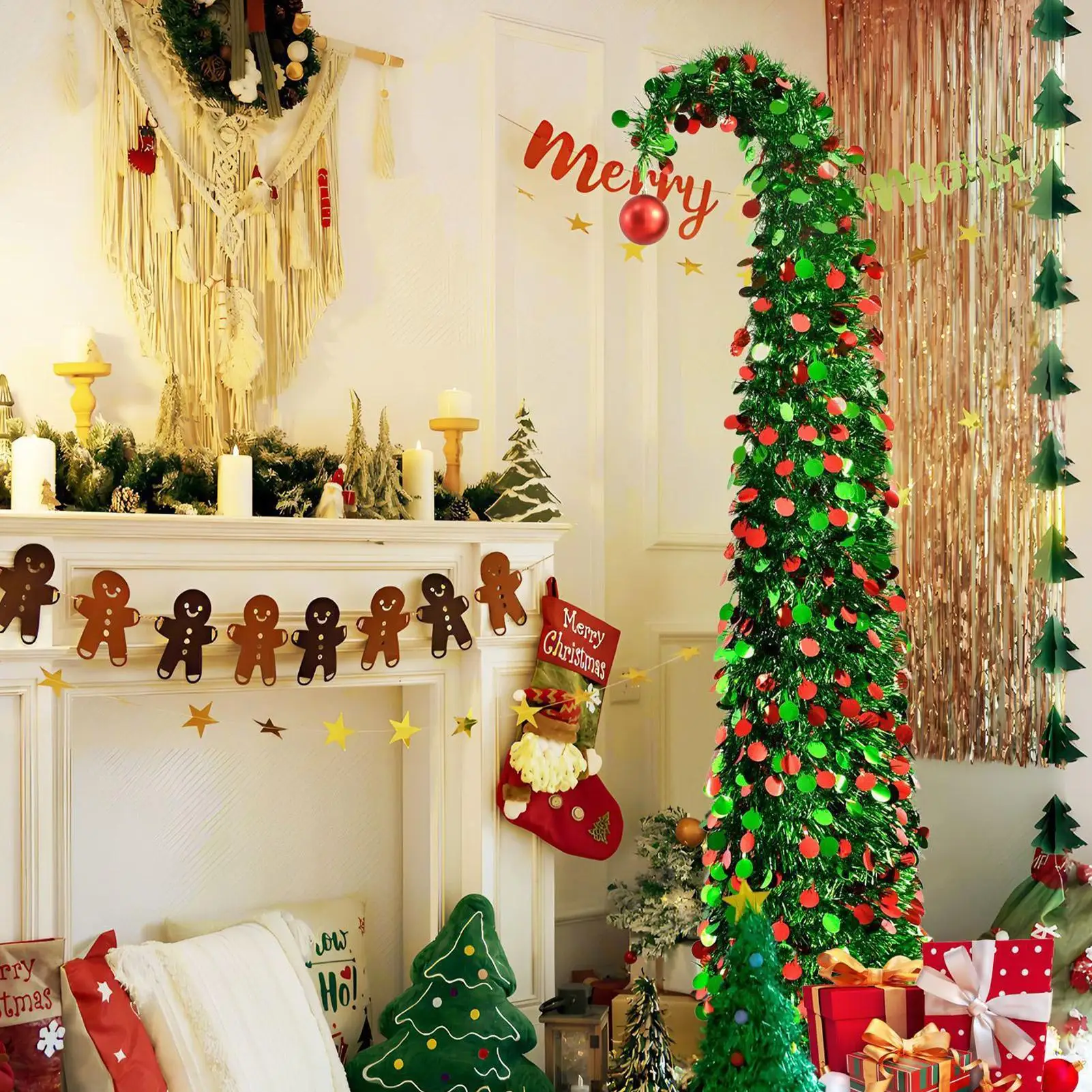 

Рождественская елка на открытом воздухе, искусственная выдвижная спиральная елка, рождественские украшения с шаром для вечеринки, в помещении, на открытом воздухе, спальня