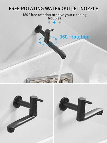 Imagen 2 del producto Grifo de Solo Frío para pared, fregona para exteriores, grifo para piscina, montaje en pared de latón y cobre, grifo para lavabo de baño giratorio WB1141