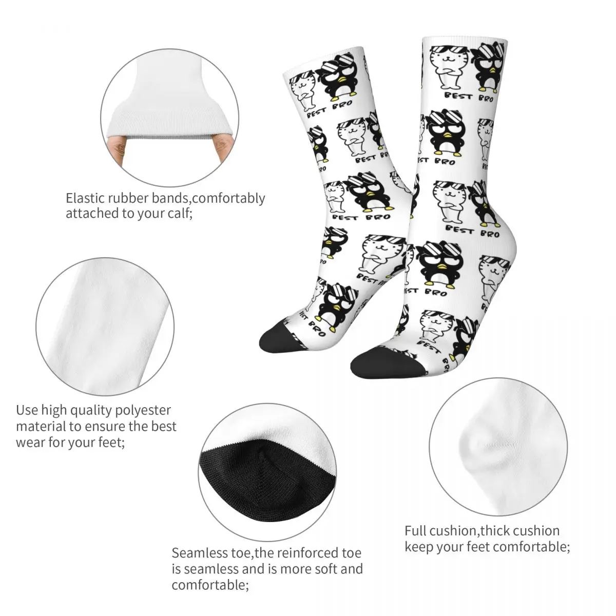 Happy Funny Male Men Socks Casual Badtz Maru Best Bros Sock Graphic Women Socks Spring Summer Autumn Winter