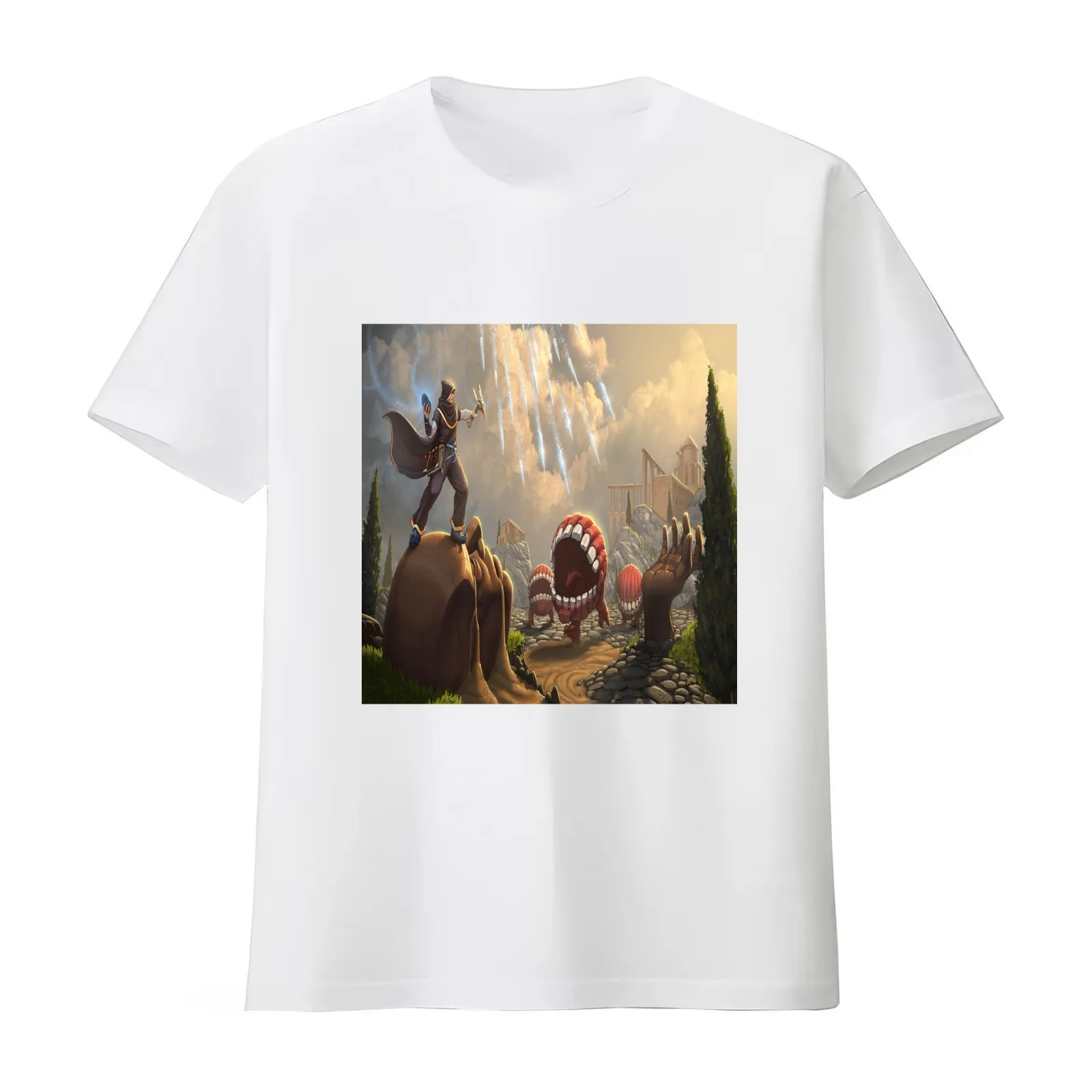 Tibia game hunt in Roshamuul T-Shirt Summer Casual Cotton Tee Oversized Streetwear Tops Vintage Graphic Print 100% Cotton