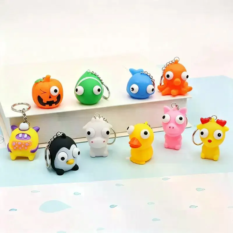 Popping Out Eye Squeeze Keychain Sensory Fidget Toy Eyeball Bouncing Toy Stress Relief Toy Bag Pendant Gift