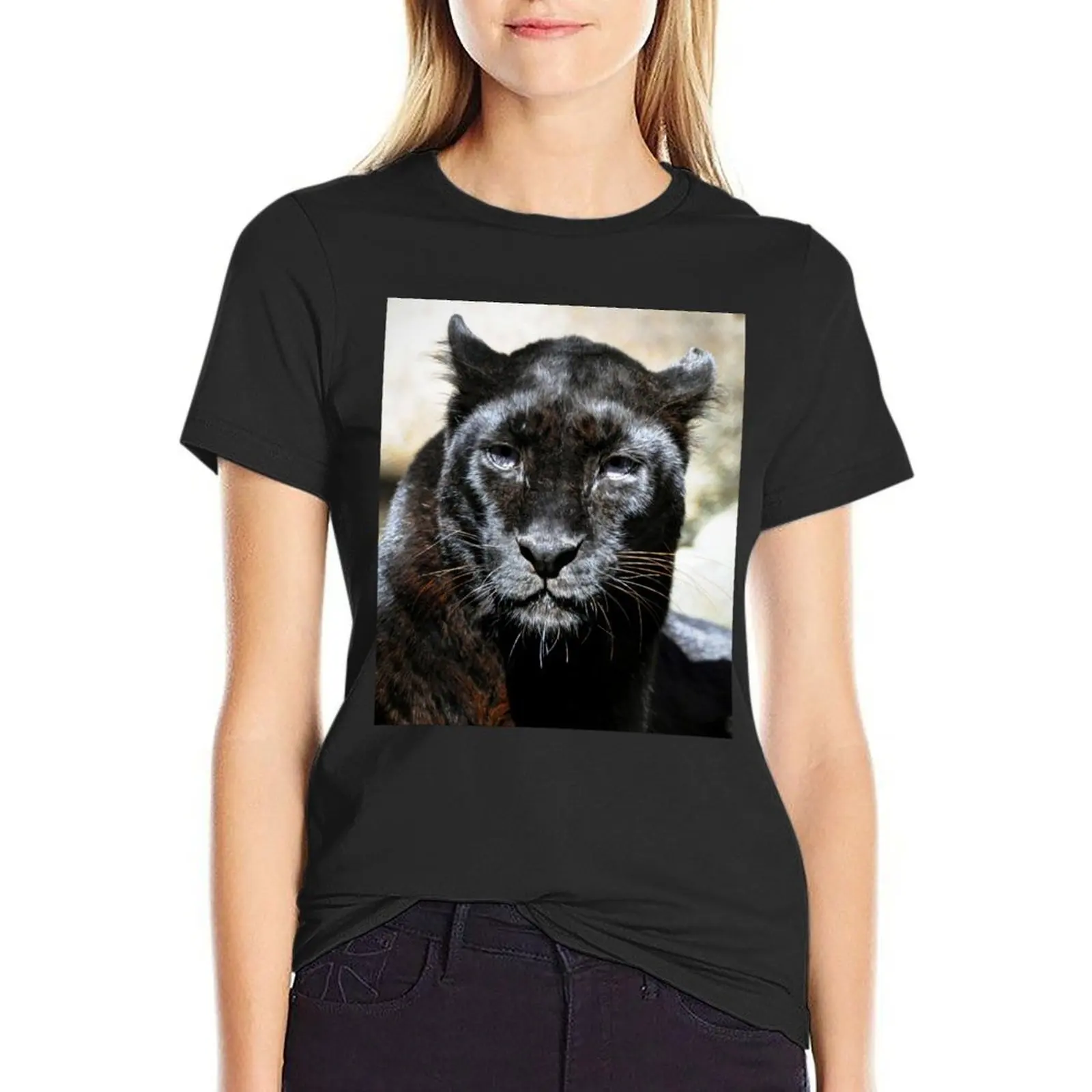 Black Leopard T-Shirt customizeds new edition Women's cotton t-shirt