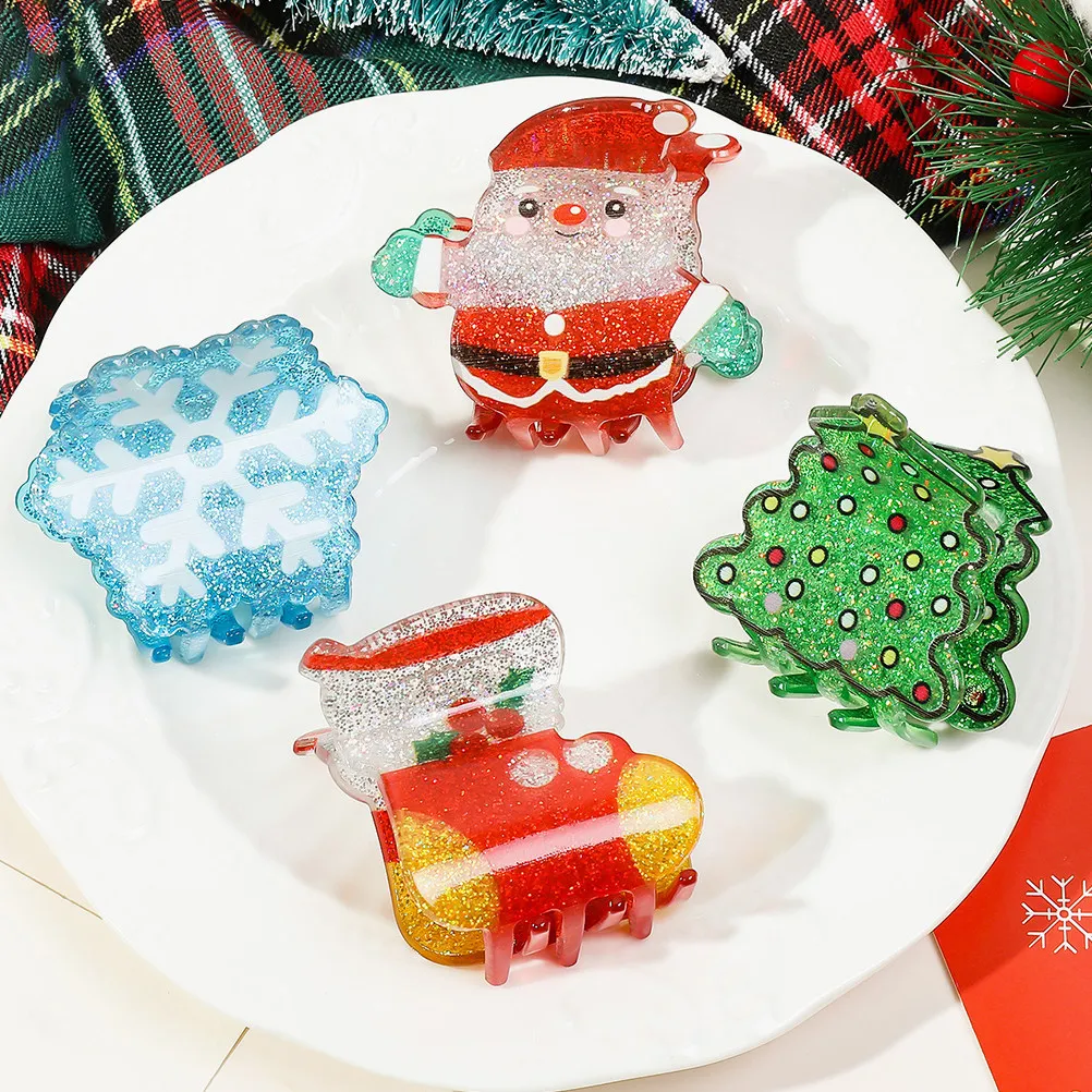 

5Pcs Christmas Hair Clips Women Girls Snowflake Reindeer Santa Tree Boot Jaw Clips Lightweight Comfortable Practical Decorative