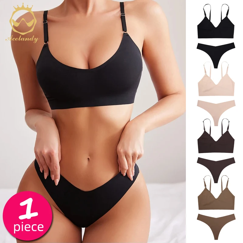 

Женский бесшовный комплект с бюстгальтером, сексуальные стринги с низкой талией, трусики без косточек, бюстгальтер без косточек, нижнее белье, беспроводной бюстгальтер, женское нижнее белье