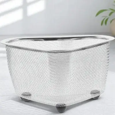 

1Pcs Triangle Sink Corner Basket Food Grade Stainless Steel Kitchen Draining Rack Sponge Holder Dish Drainer Vegetable Washing