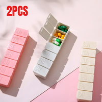 2PC 7 Days Pill Medicine Box Weekly Tablet Holder Storage Organizer Container Case Pill Box Splitters 3Color Pill Case Organizer