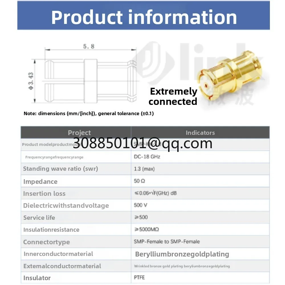 RF adapter PCB seat straight through board end to plug board to SMP-KK 18G