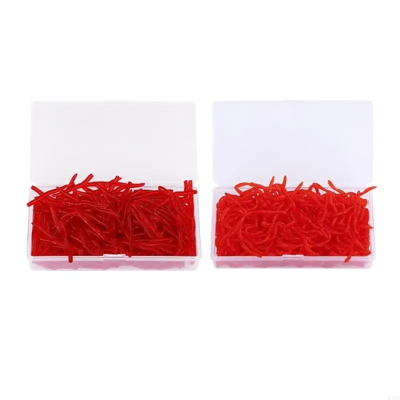 

200pcs Soft Artificial Worm Lure Rubber Fishing Lure Earthworm Bloodworms Baits Fishing Tackle Red Worm Earthworm Baits