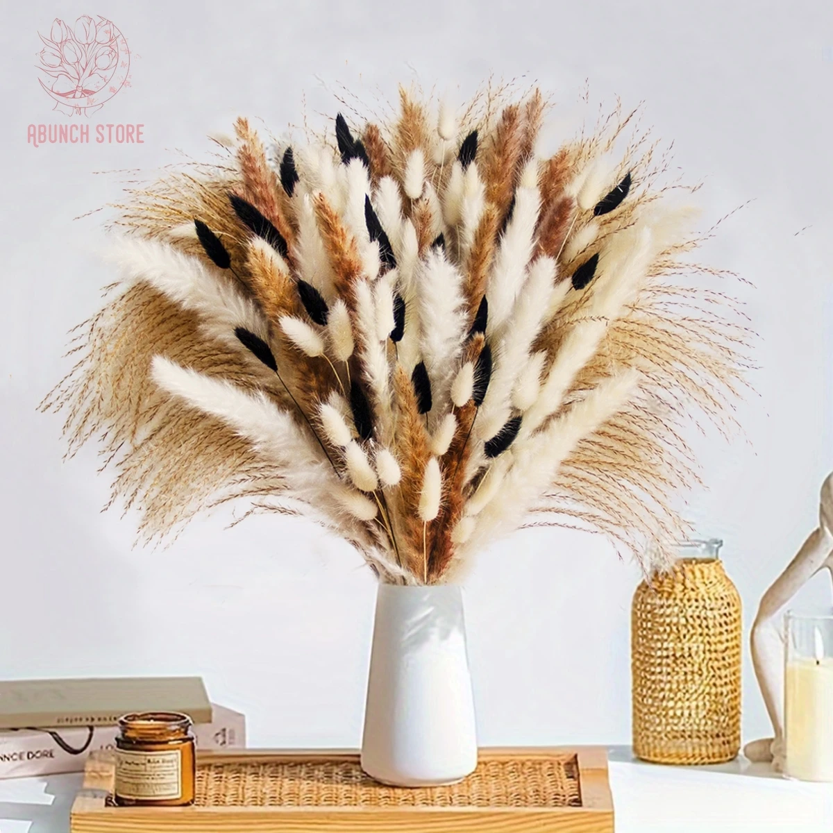 

Dried Flowers Fluffy Pampas Bouquet Home Table Decor Natural Bunny Rabbit Tails Grass Artifical Flower Wedding Party Decoration