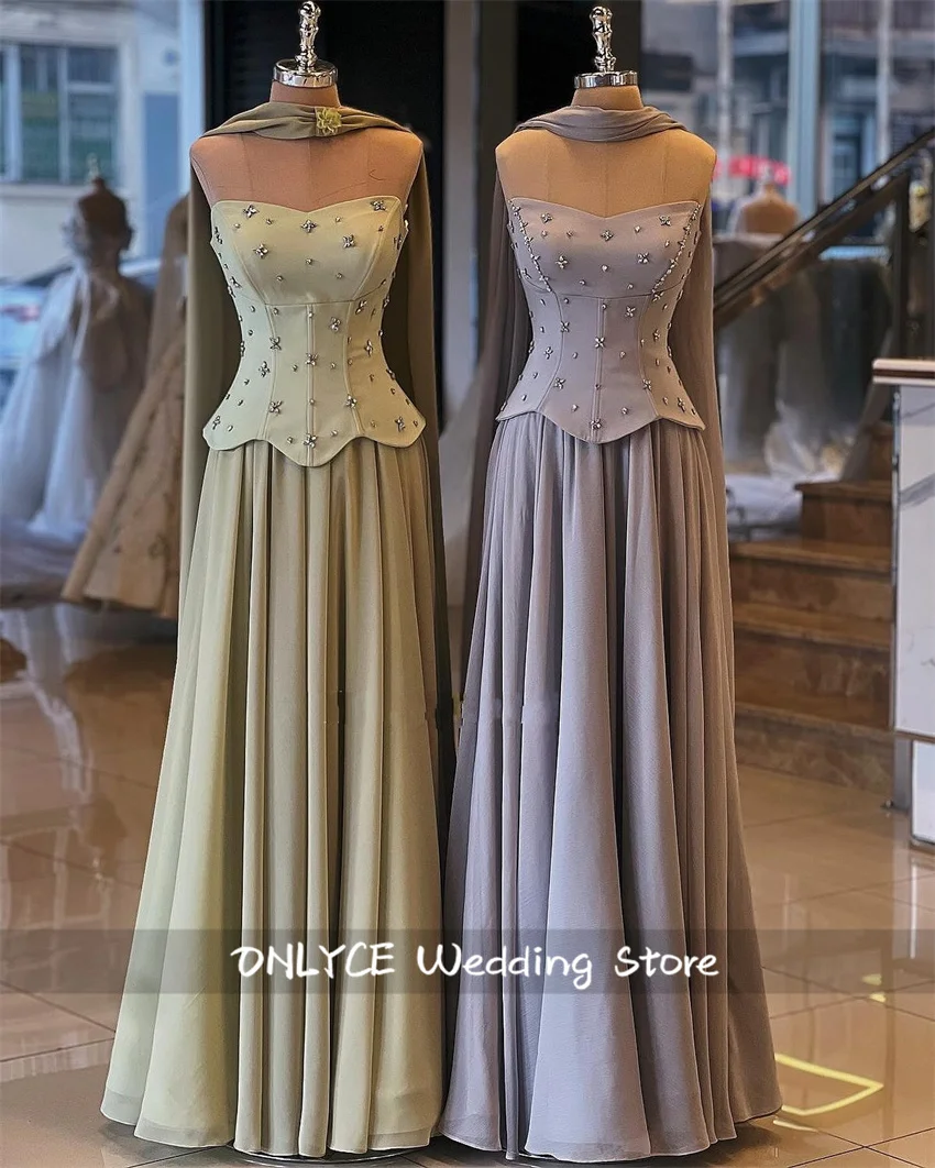 

Light Green Pleats Prom Dresses 2025 Party Dresses With Cape Crystals Beads Wedding Dance Party Evening Dress Customized