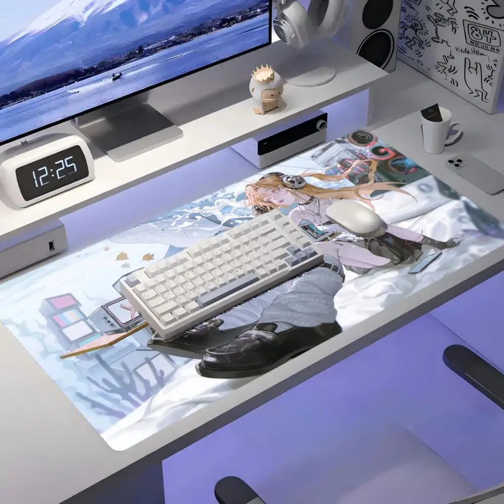 فتاة سماعة الرأس في عالم الخيال تحت الماء لوحة ماوس مطاطية غير قابلة للانزلاق قابلة للغسل