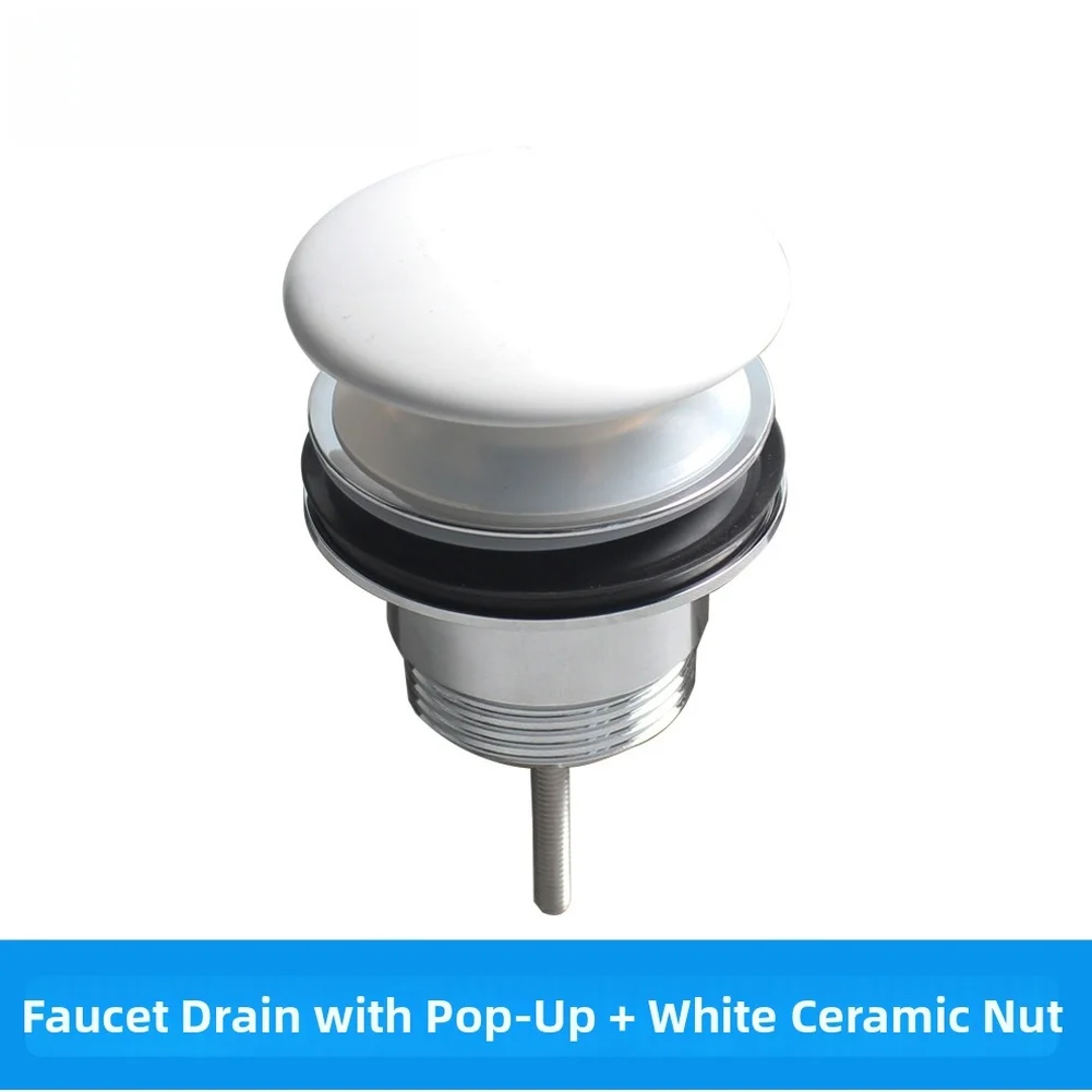 Bathroom Sink Drain Pop-Up Drain Filter Wash Basin Sink Strainer Kitchen Bathtub Stopper Push-and-release Type White