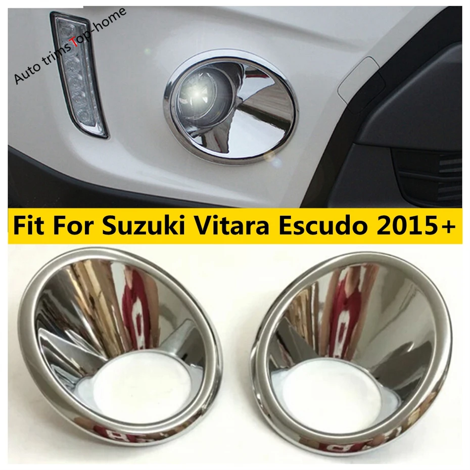 

2Pcs Silver Chrome Car Front Headlight Fog Lamp Cover Trim Fit For Suzuki Vitara Escudo 2015 - 2020 Frame Moulding Accessories