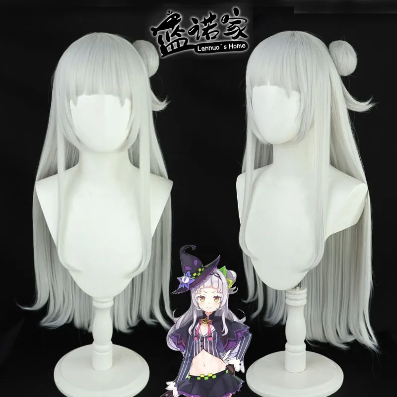 

Vtuber Murasaki Shion hololive cosplay silver gray long heat resistant synthetic hair Halloween Costume Carnival party wig cap