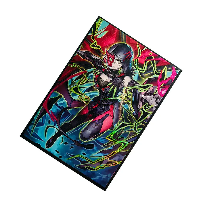 63x90mm 50PCS Holographic Sleeves YUGIOH Card Sleeves Illustration Anime Protector Card Cover for Board Games Trading Cards