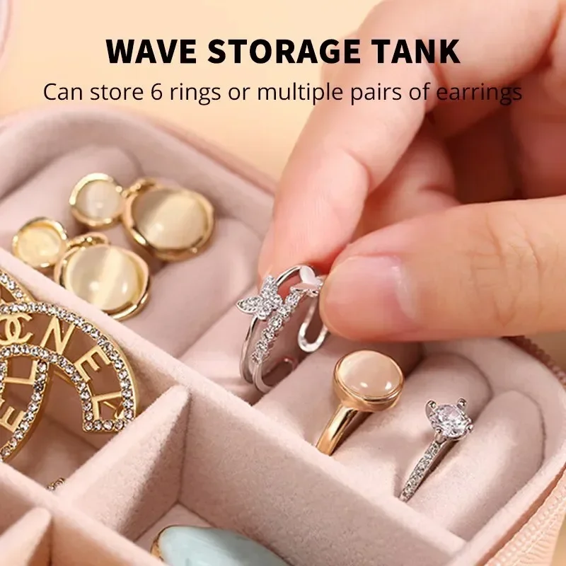 Portable Mini Jewelry Storage Box Travel Organizer Jewelry Case Leather Storage Earrings Necklace Ring Jewelry Organizer Display