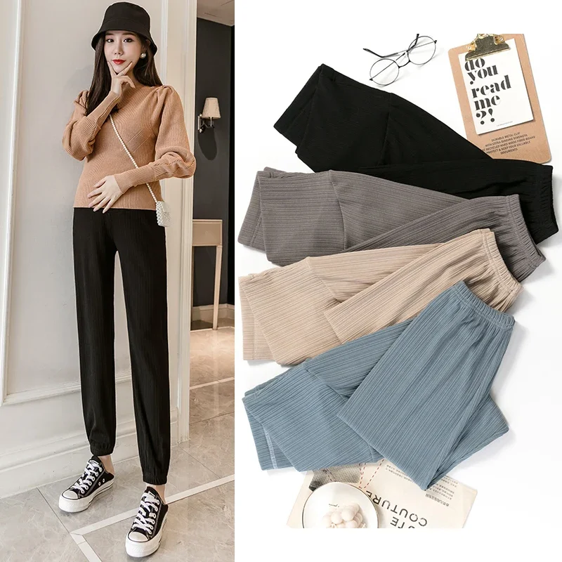 Spring Autumn Wide Leg Loose Maternty Straight Pants Elastic Waist Belly Long for Pregnant Women Pregnancy Trousers