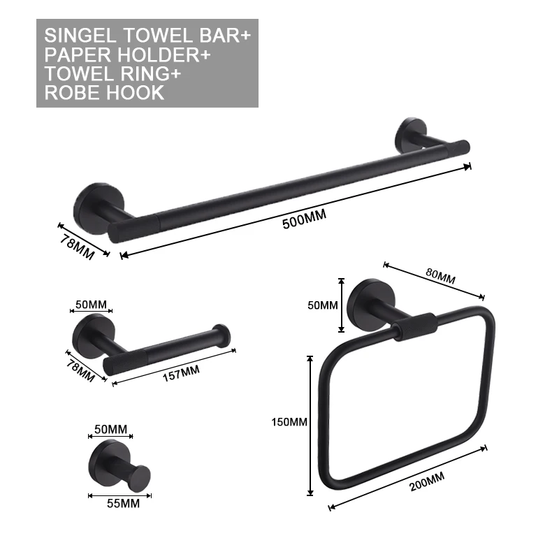 

Brushed Rose Gold Stainless Steel Bathroom Hardware Set Towel Rack Coat Hook Towel Bar Toilet Paper Holder Knurled Accessories