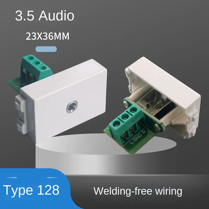 3.5mm audio 4-pin female jack 180 degree PCB wiring terminal connector panel module, microphone adapter, KTV wall mounted socket