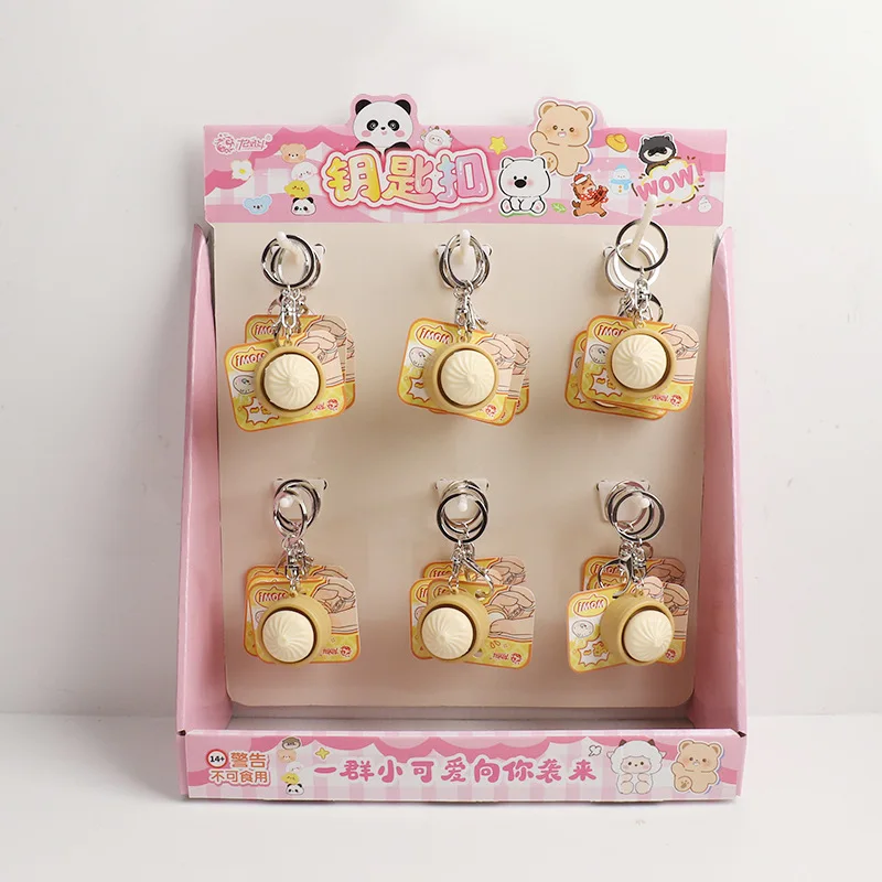 Juguete antiestrés de simulación de panecillo al vapor, colgante, suave, para apretar, llavero, lindo mini muñeco Bao, juguete sensorial para decoración del hogar