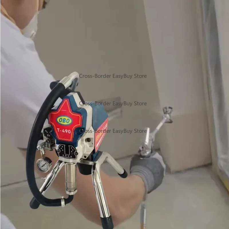 آلة طلاء الرش الكهربائية ذات المكبس الصغير T-490 - قوة 1.8 كيلو وات، مماثلة لـ GRC 390/395، لبنادق رش طلاء الجدران