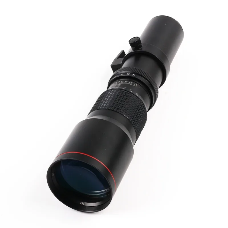 500Mm F8-32 black, full frame size manual super telephoto fixed focus lens, adjustable aperture, various bayonets