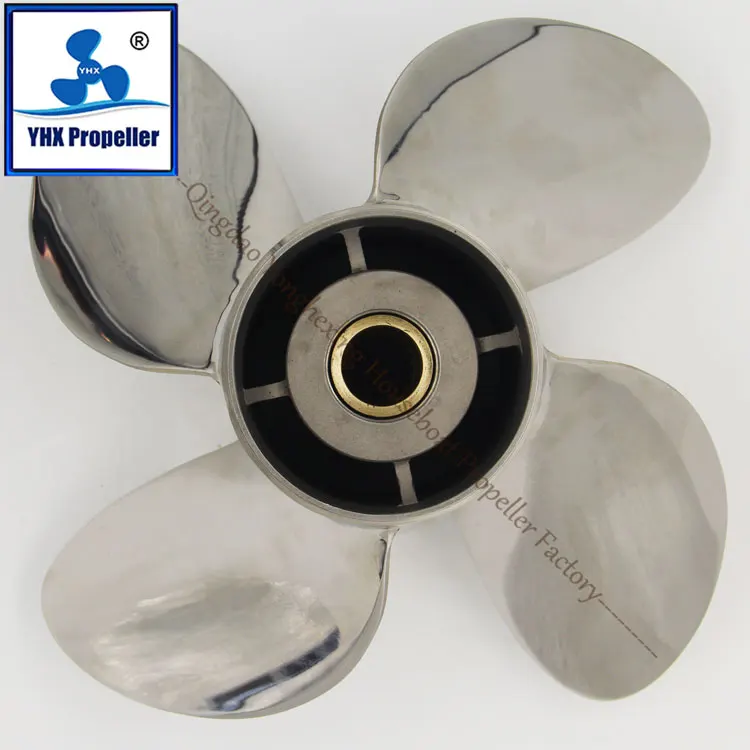 Hélices marinas de acero inoxidable pulido de 4 cuchillas para motor fueraborda Suzuki 150-300hp