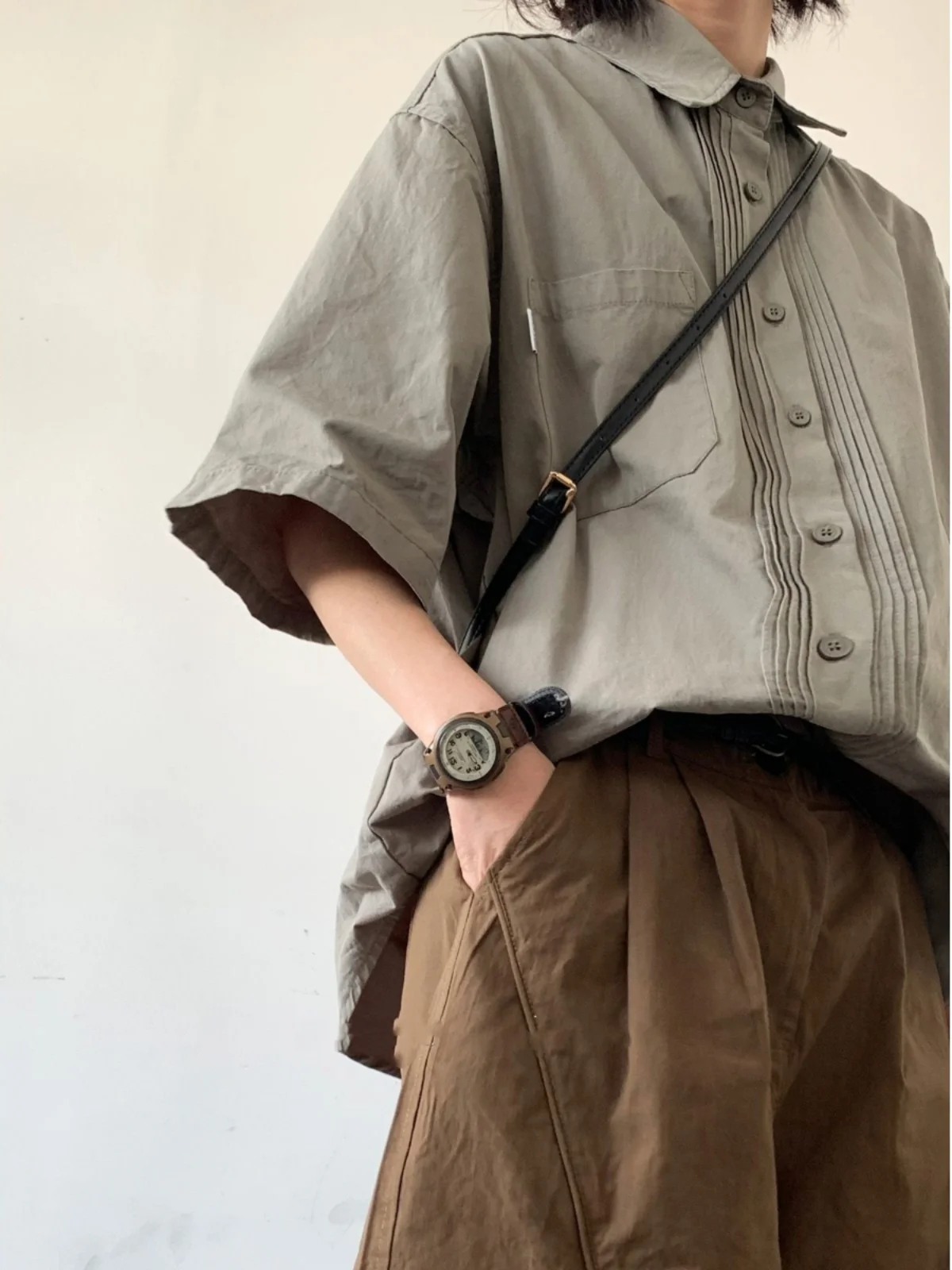 

Ретро-жакет в японском стиле, коричневый, для работы, летний, трендовый, винтажный, в стиле колледж, сильуэтный, Jaet