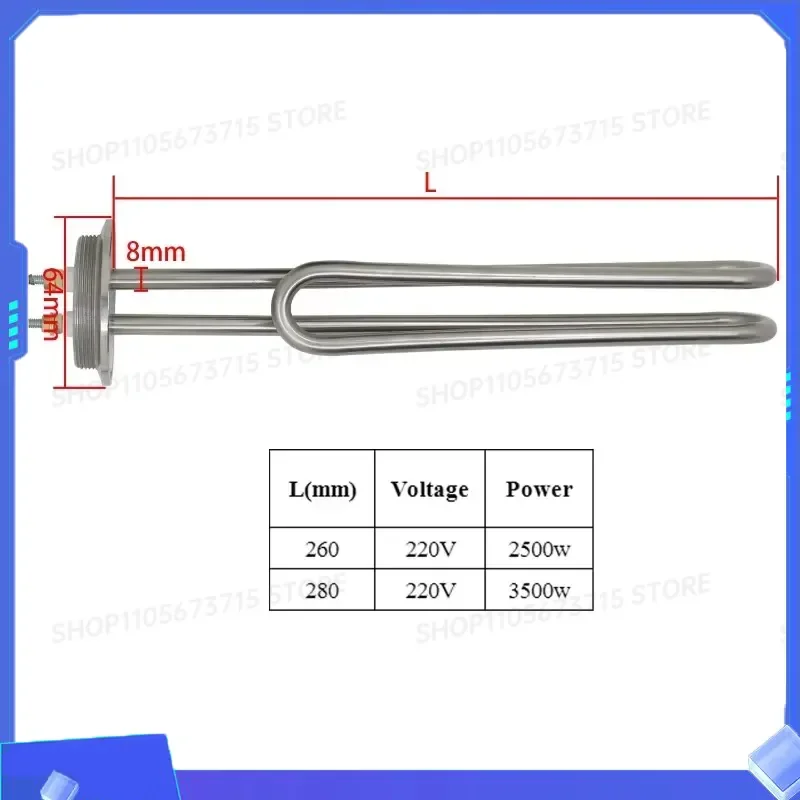 for Tri Clamp OD 64mm Flanged Immersion Heater Electric Water Brewing Heating Element 220v 2.5kw 3.5kw 2 Inch