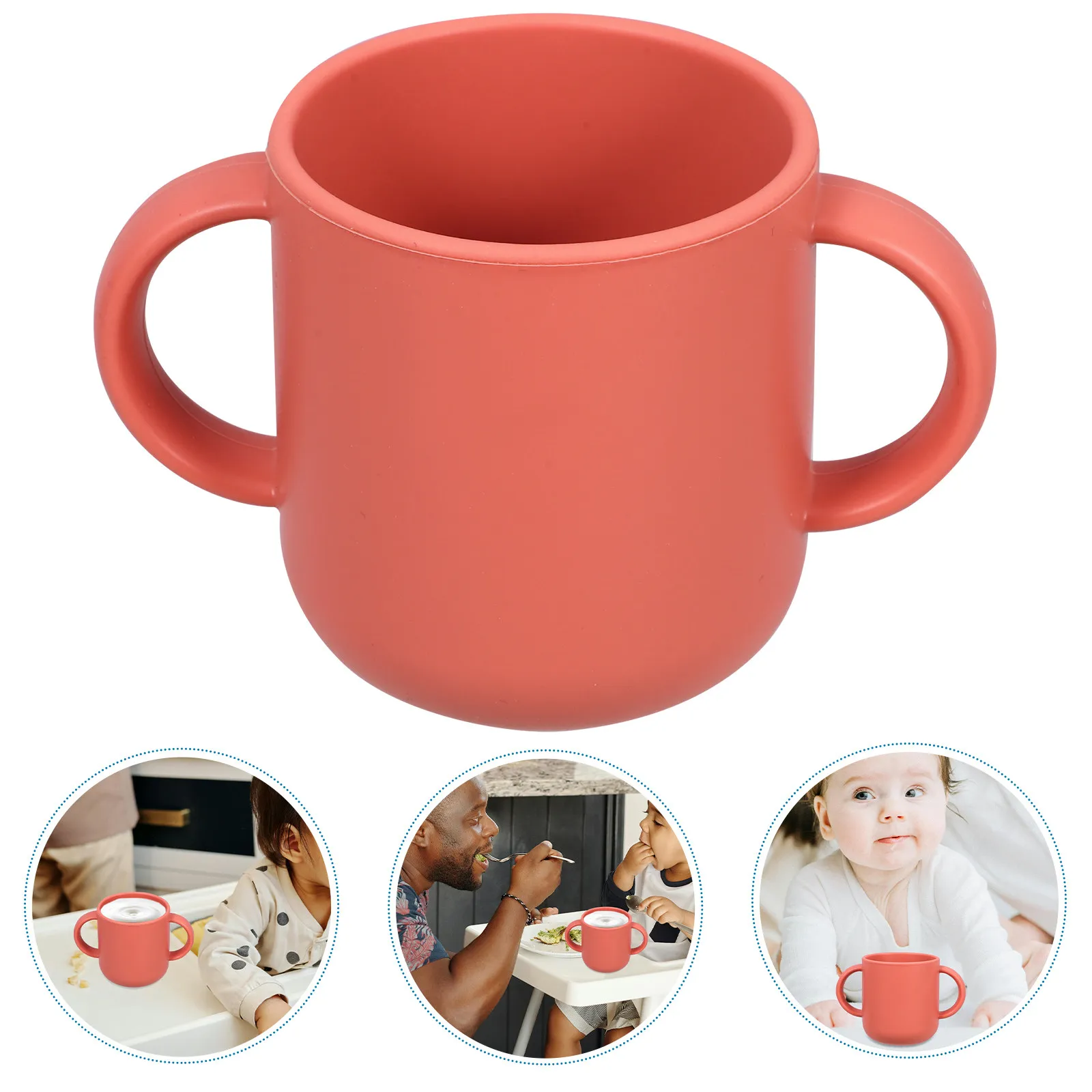 

Детская силиконовая тренировочная чашка с двойными ручками, водонепроницаемая, для малышей, легко моется, безопасный материал, яркие цвета, для обучения питью