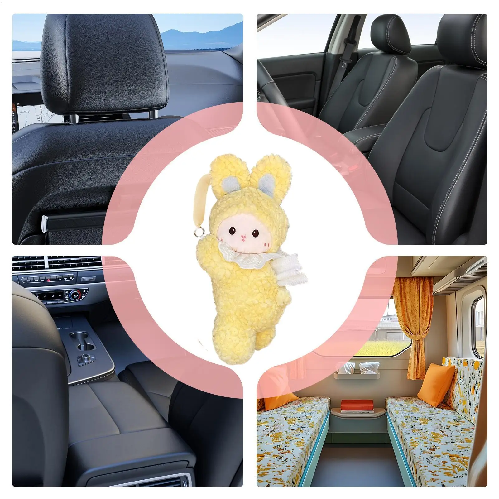 

Car Tissue Holder Paper Towel Dispenser Rabbit Design Cute Tissue Box Cover For Truck RV Headrest Visor Console Armrest Desktop