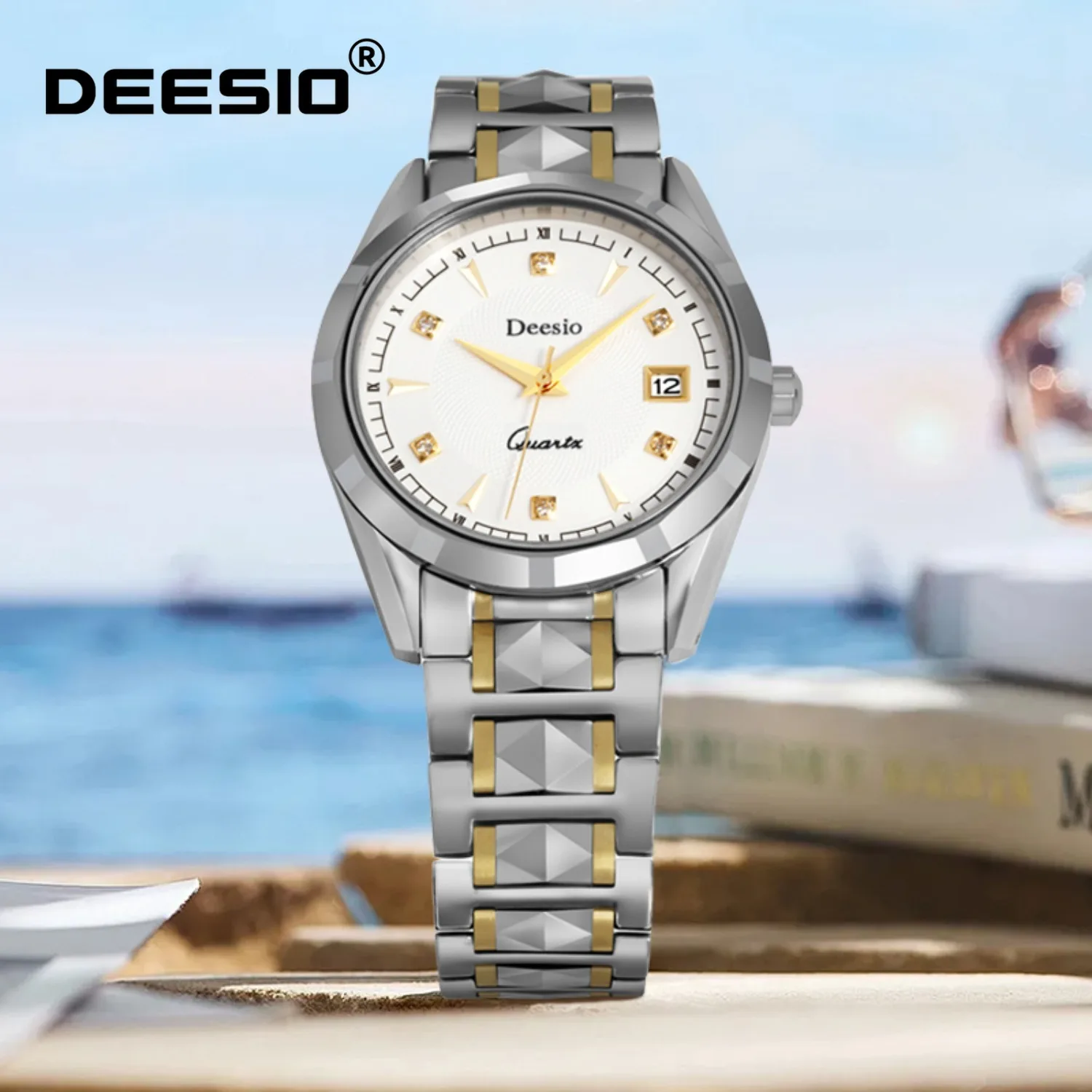Deesio Luxury Quartz Watch For Men and Women Calendar Luminous Waterproof Stainless Steel,Minimalist Fashion Anniversary Gift