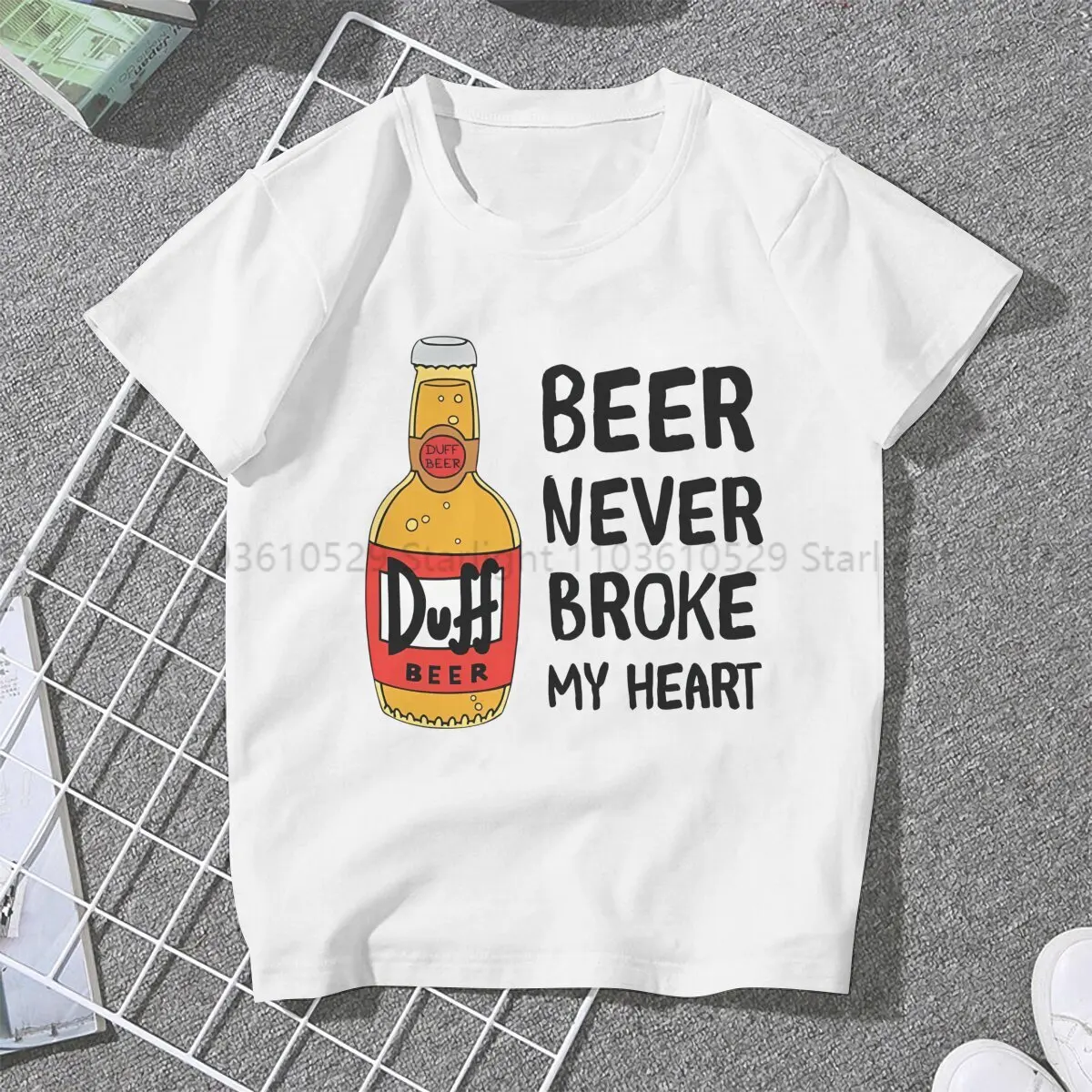 Never Broke My Heart Women's TShirt Duff Beer Girls Y2k Graphic Tees O-neck Polyester Female T Shirt Funny Gift