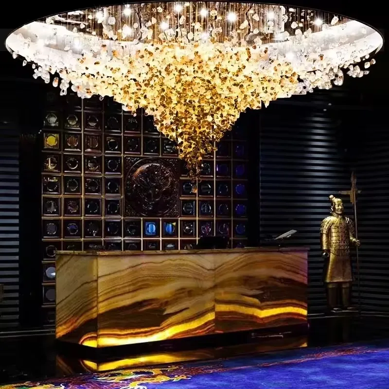 Crystal Stone Ceiling Chandelier Lighting Modern Stair Long 2026 Pendant Lamp for Room Home Decor