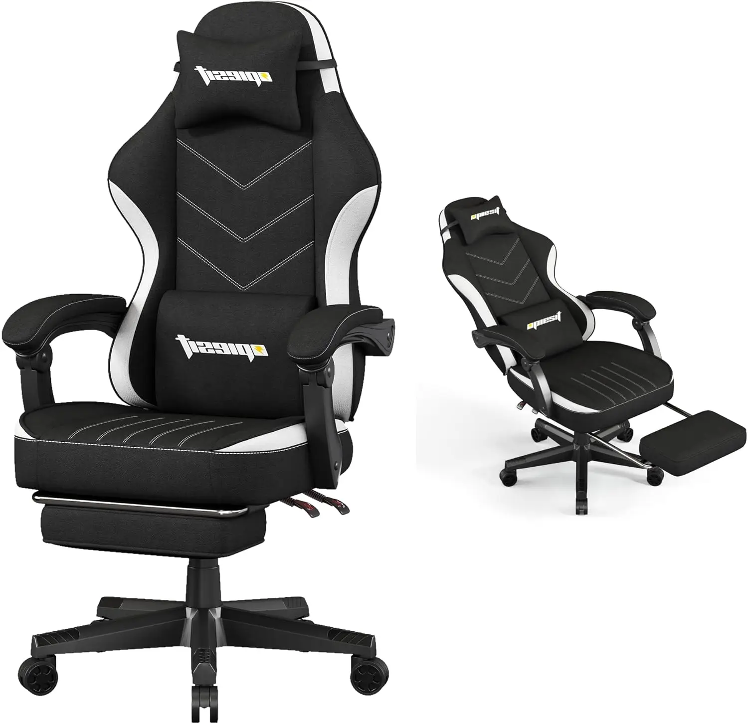 

Gaming Chair,Fabric Computer Chair with Pocket Spring Cushion,400 lb Load Capacity,Ergonomic Office Chair with Footrest