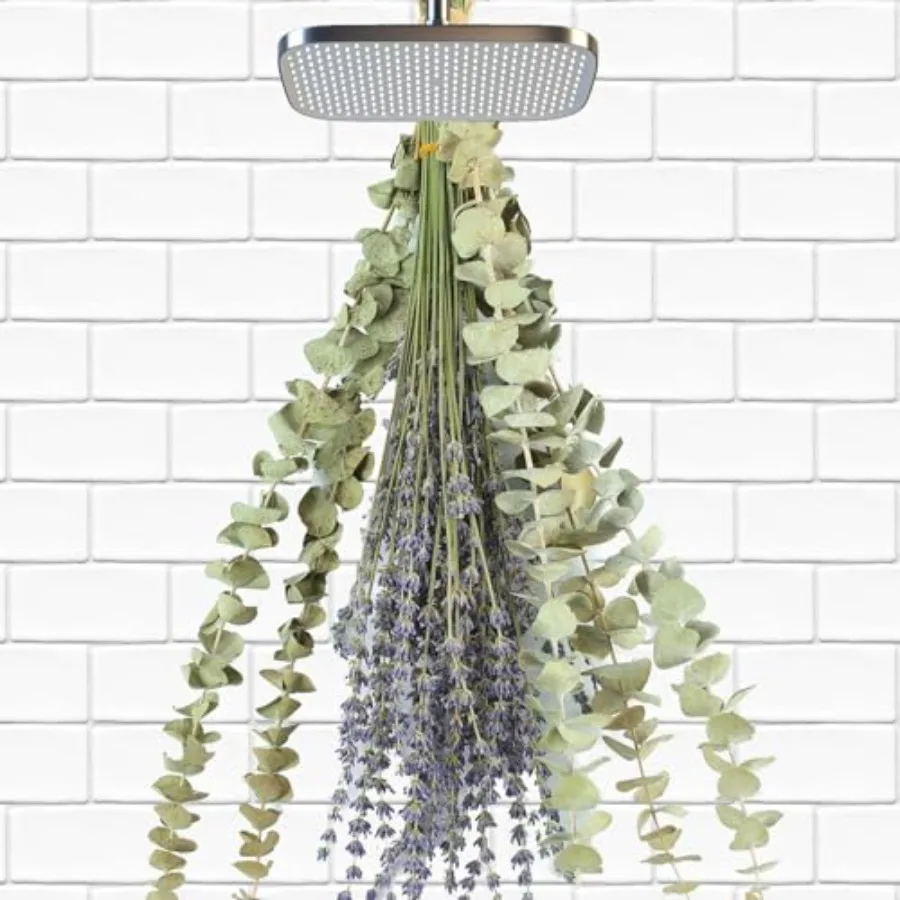 

65 PCS Dried Eucalyptus Stems and Lavender Flowers Bundle for Shower 17'' Natural Real Live Eucalyptus Leaves Greenery Hanging