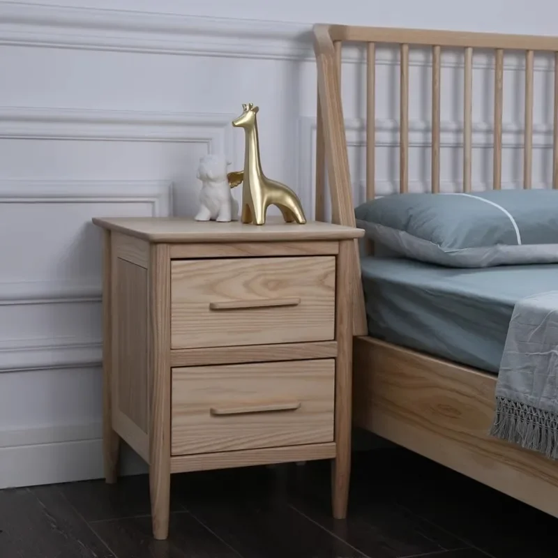 Japanese-style simple ash wood, solid wood double-layer chest of drawers, bedroom bedside
