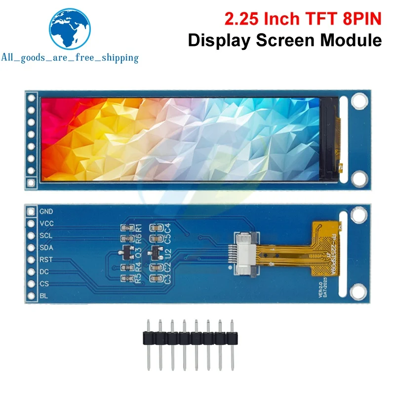 TZT 2.25 inch TFT LCD ST7789 small screen 76*284 module LCD full view SPI color screen
