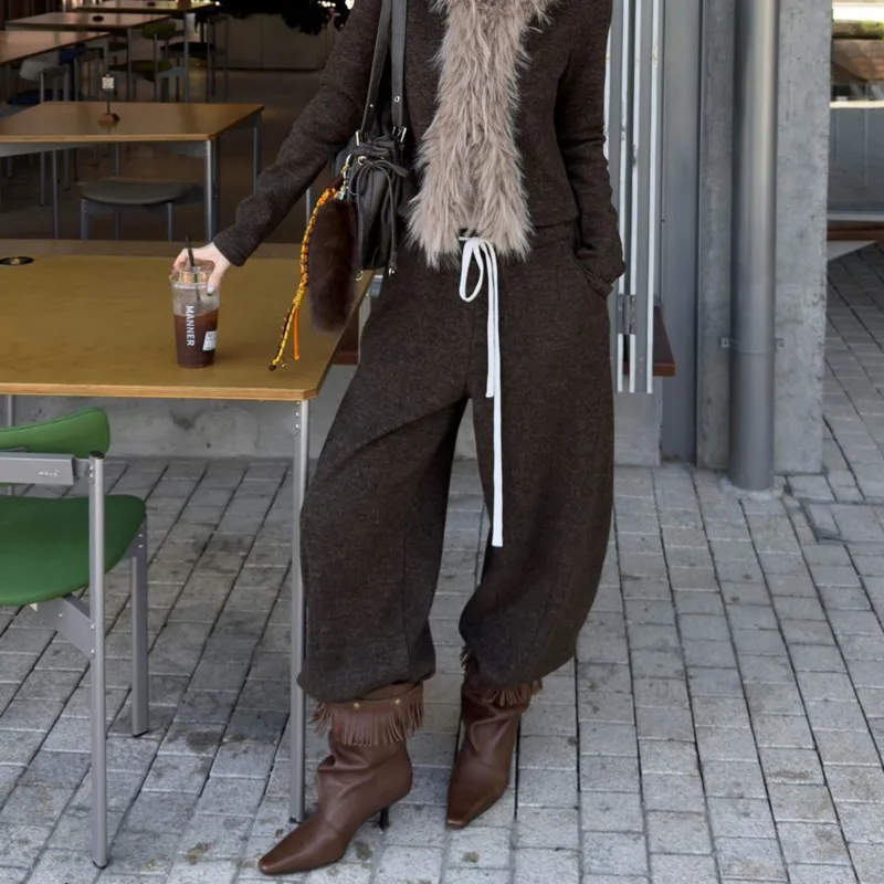 

Женские спортивные брюки с эластичным поясом, широкими штанинами, прямого кроя, всесезонные, повседневные, с цветными вставками и завязками, универсальные, в уличном стиле, с возможностью персонализации