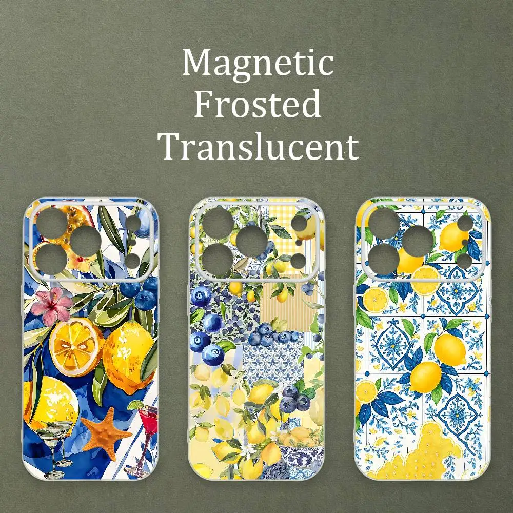 

Seaside Scenery Wine Lemon Italy Vibes Case For MagSafe Matte Frosted Semi Clear TPU For iPhone 15 17 16 11 12 14 13 Pro Max